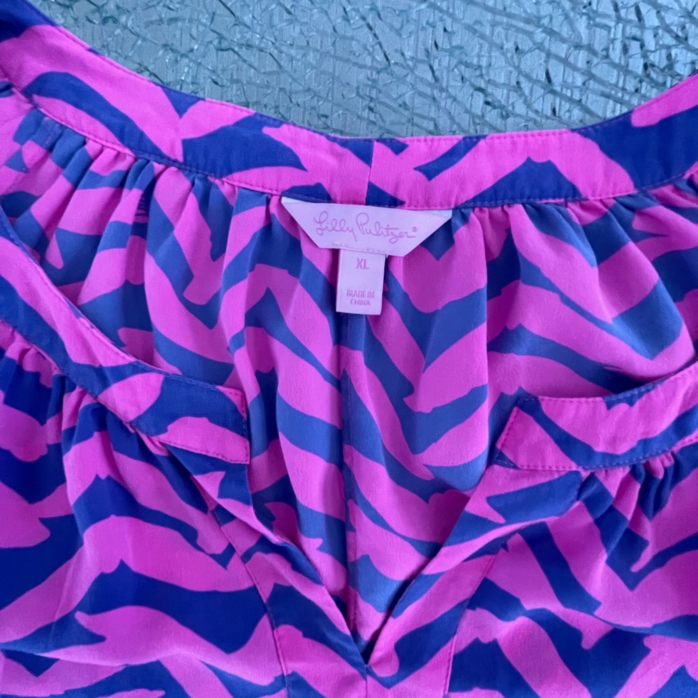 Lilly Pulitzer Pink and Purple Chevron Print Blouse - Picture 6 of 8